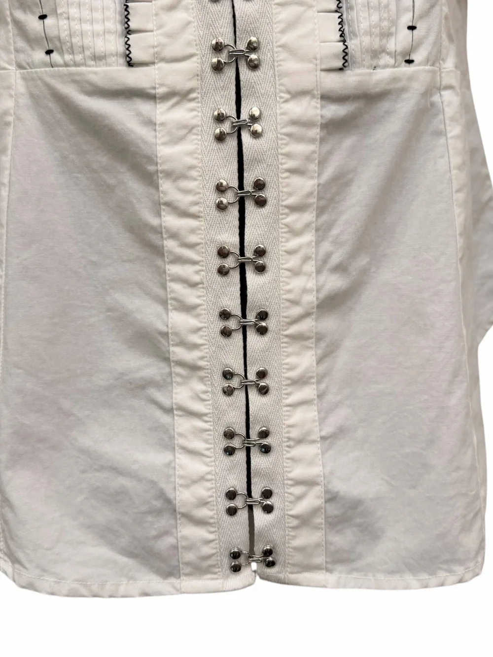 Anthropologie White Corset Hook & Eye Puff Sleeve Tunic Top Medium